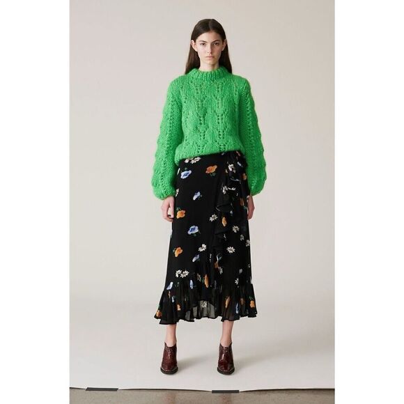 GANNI THE JULLIARD MOHAIR PULLOVER - CLASSIC GREEN Sweater Large - Picture 3 of 14